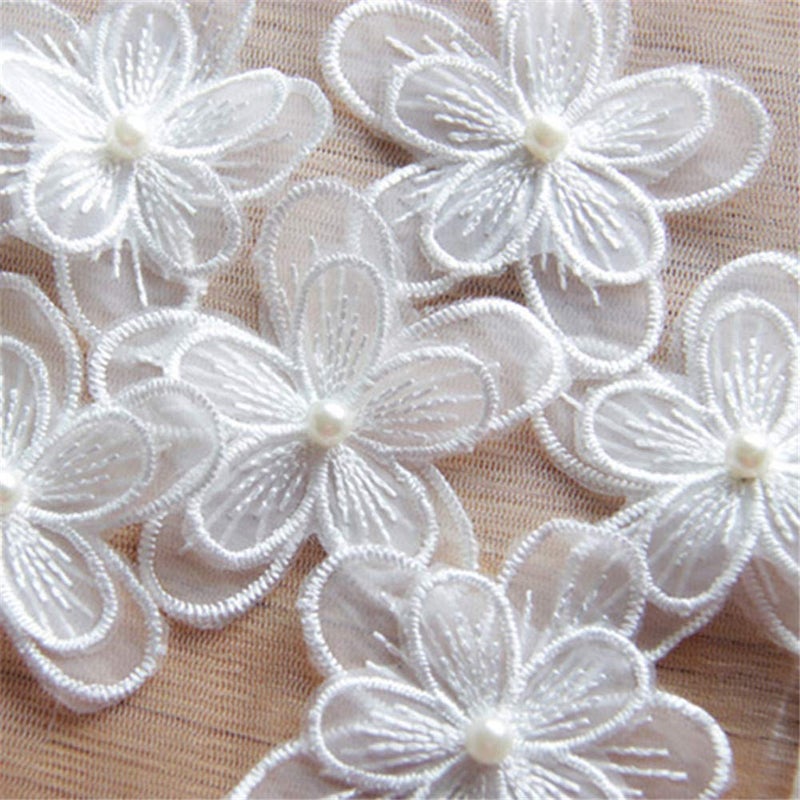 ESH7 10pcs Butterfly White Lace Flower Applique Trim for Wedding Dress Garment Accessories Decoration Sew On Lace Fabric - Image 1